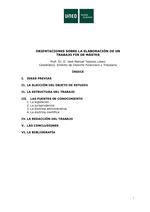 Orientaciones sobre la elaboración de un Trabajo Fin de Máster