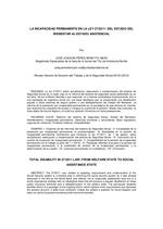 La incapacidad permanente en la Ley 27/2011: del Estado del Bienestar al Estado Asistencial