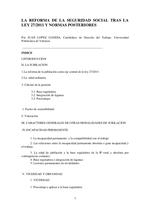 La reforma de la Seguridad Social tras la Ley 27/2011 y normas posteriores